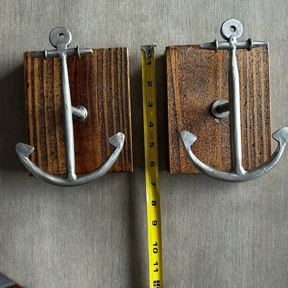 Silver Anchor Wall Hooks set of 2